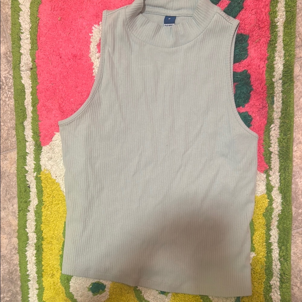 Sleeveless Ribbed Top in Light Blue